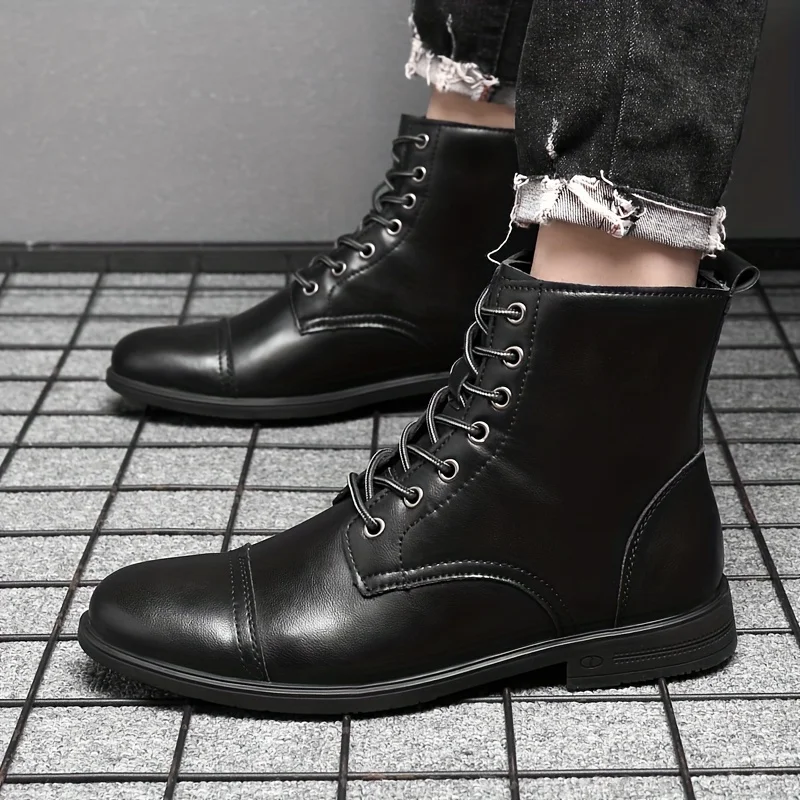 Toe Dress Boots, Derby Shoes Boots, Casual Lace-up Walking Shoes