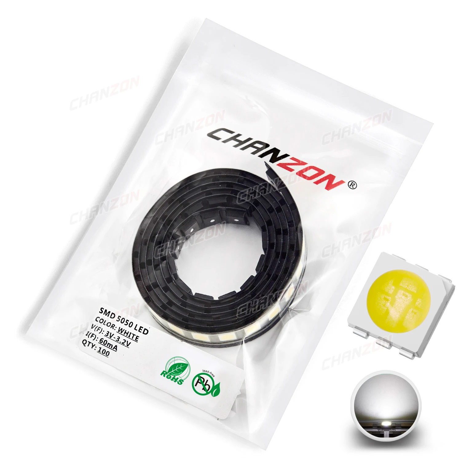 100 шт. SMD 5050 (2020) Светодиодная лампа с чипом, теплый, холодный, белый, красный, зеленый, синий, желтый, оранжевый, УФ-розовый, RGB, 3 В, SMT,