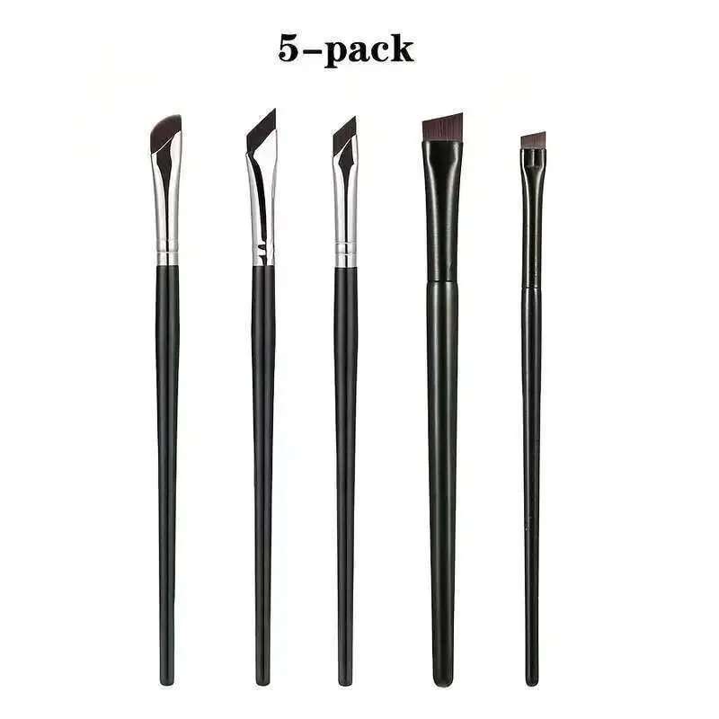 5Pcs Eyeliner Brush Set With Tilted Fine Blade For Precise Application And All Skin Types For Makeup