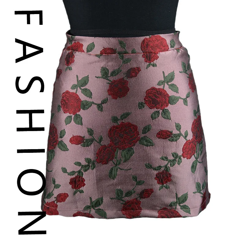

Autumn Korean version of elegant temperament retro rose high waist anti-light short skirt showing thin A word hip skirt 2025 new