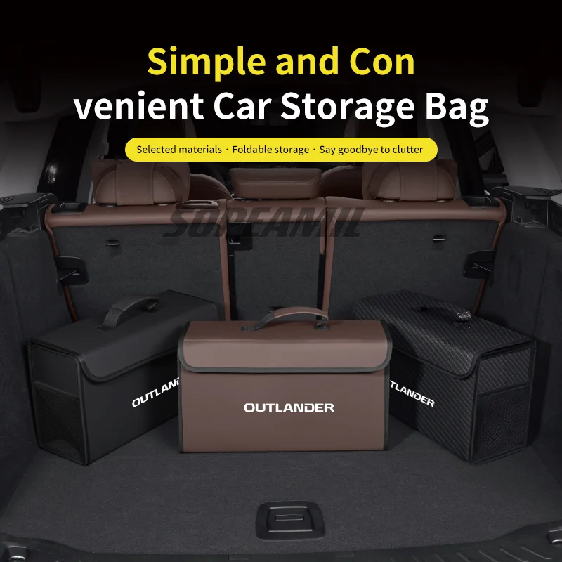 

Car Trunk Organizing And Storage Box For Mitsubishi Outlander Brand-new Leather Trunk storage box Auto interior Accessories