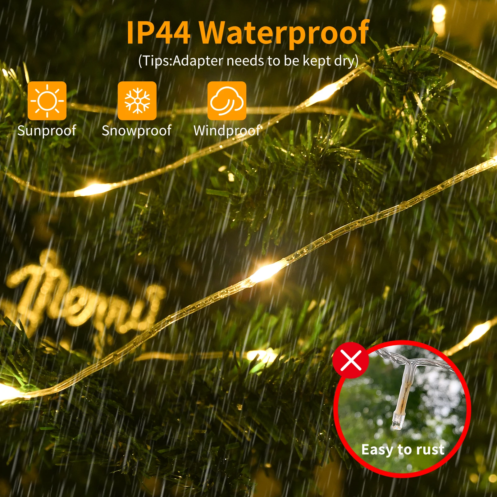 Five-pointed Star LED Light String Garland Christmas Tree Waterfall Light Outdoor Rainproof Courtyard Garland Remote Control