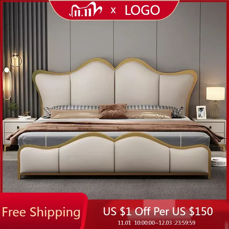 

Royal European Double Bed Modern Whitr Wood Headboard Twin Double Bed Girl Sleeping Letti Matrimoniali Furniture For Bedroom