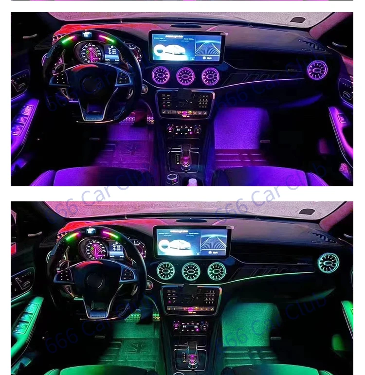 256 farbige LED-Lüftungsschlitze für Mercedes Benz C-Klasse W205 W447 W213 W156 W117 W176 Bluetooth APP-Steuerung Auto Düse Turbine Air Outlet – Detail 7