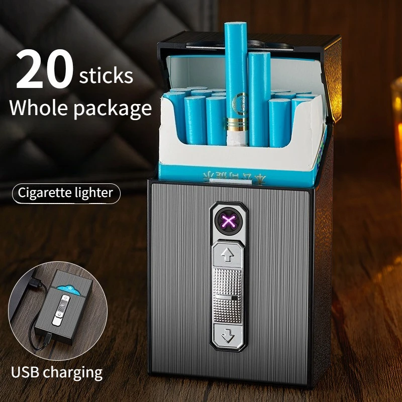

Personalized Windproof and Pressure-resistant Metal Cigarette Case Pulse Dual Arc Electronic Lighter Usb Men's Cigarette Lighter