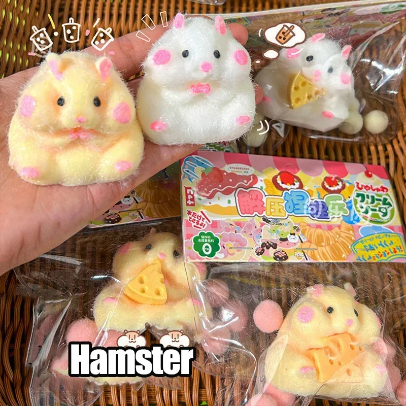 Mainan Remas Hamster Kawaii penghilang stres Fidget sensor silikon Super lembut lembut mainan Remas lucu untuk hadiah anak-anak dewasa