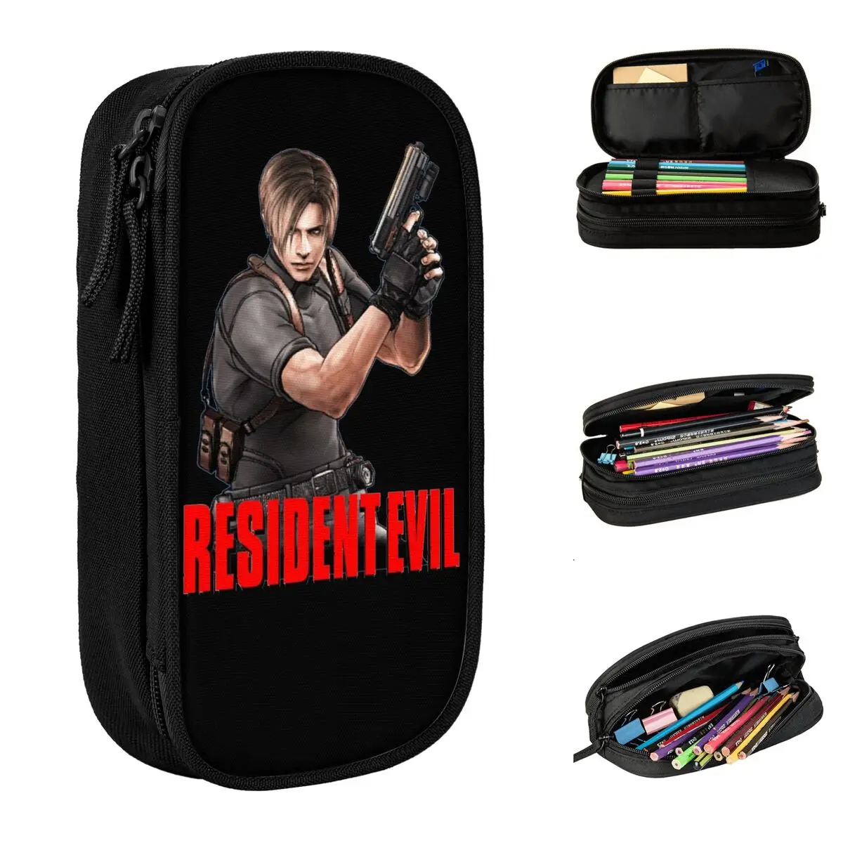 

Leon S Kennedy Resident Evils Pencil Case Pen Box Bag Girls Boys Large Storage School Supplies Zipper Pencil Box