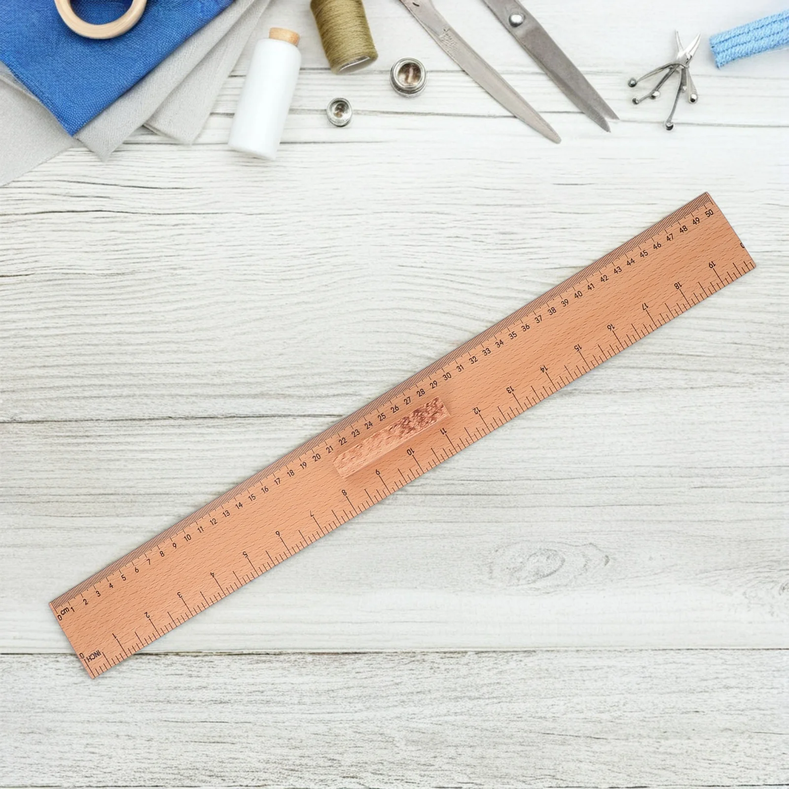 مسطرة خياطة من الخشب الطبيعي مع أداة قياس دقيقة مزدوجة النطاق لصياغة فستان هيمينغ واستخدام تعليم الفصول الدراسية #2