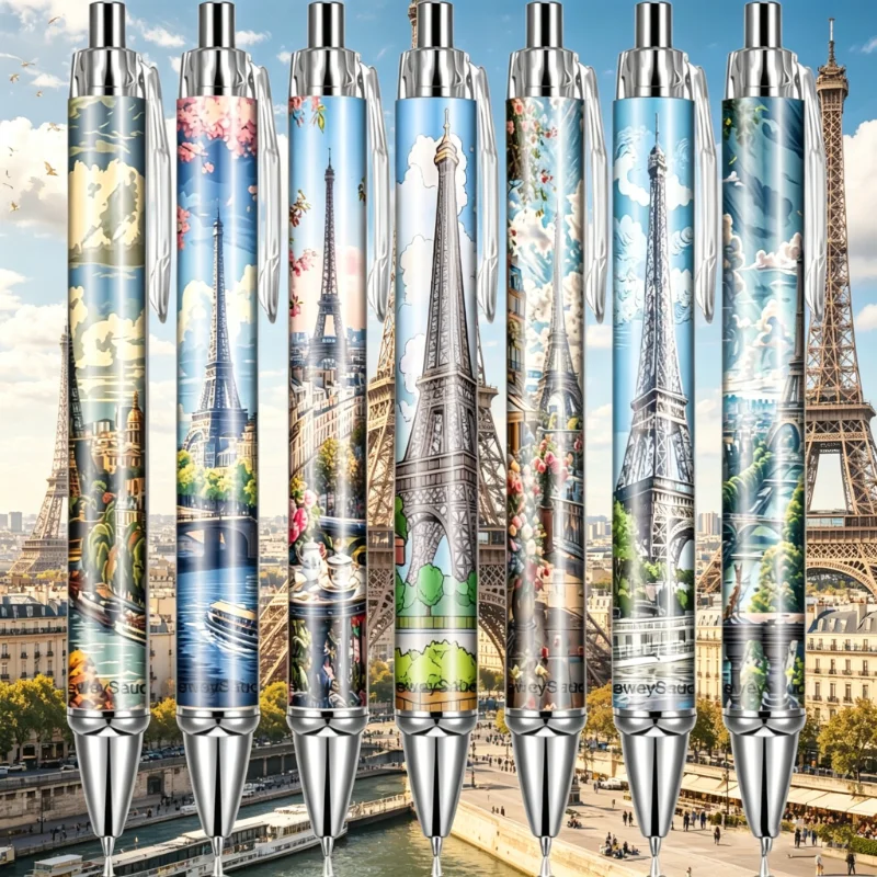 9 Stück Kugelschreiber mit Blumen- und Eiffelturm-Motiv, kreative Schreibutensilien, Stifte für Veranstaltungen, Partys, Schreibwaren, Weihnachtsgeschenke