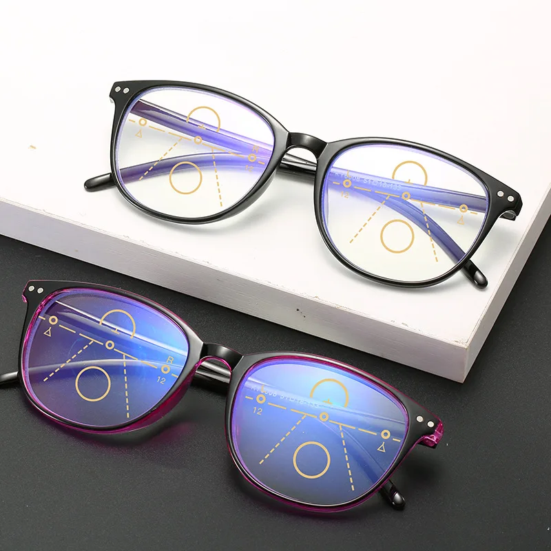 Multifokale Progressive Lesebrille Retro Anti Blau Licht Multifokale Ältere Brillen Männer Frauen Große Rahmen Brillen