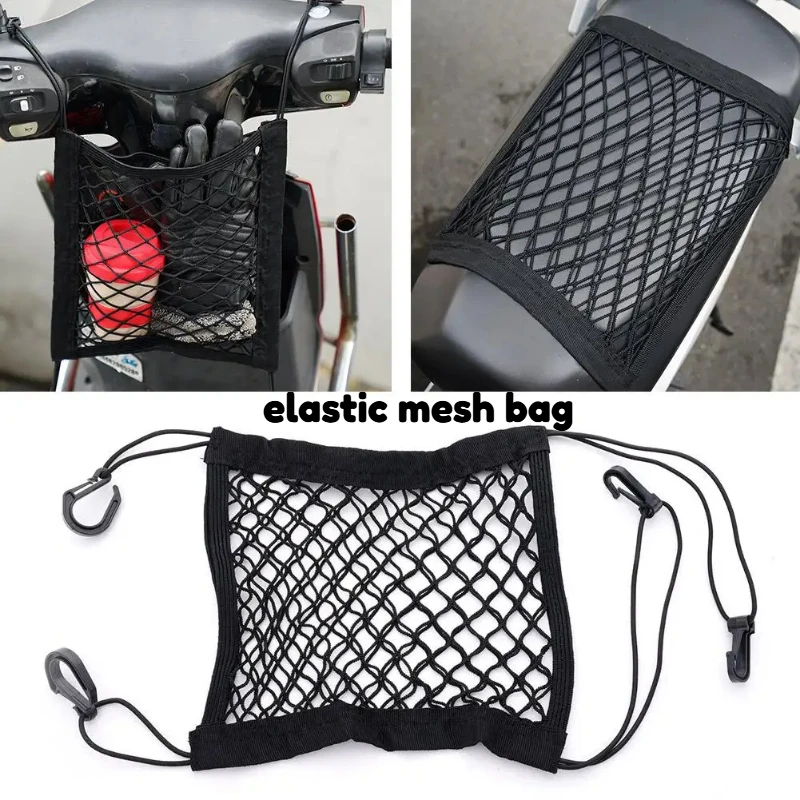

Motorcycle Cargo Net High Elastic Double Layer Motorcycle Net for Helmet Storage Bungee Cargo Net with Hooks Luggage Net 10"X11"