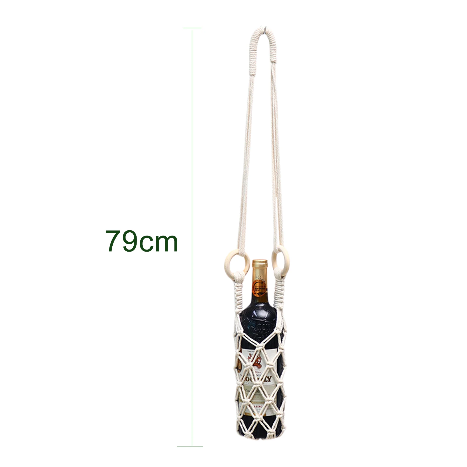 Macrame Wine Bottle Carrier Cotton Hanging Water Bottle Net Bag with Hooks Portable Bottle Storage Holder DIY Wine Accessories