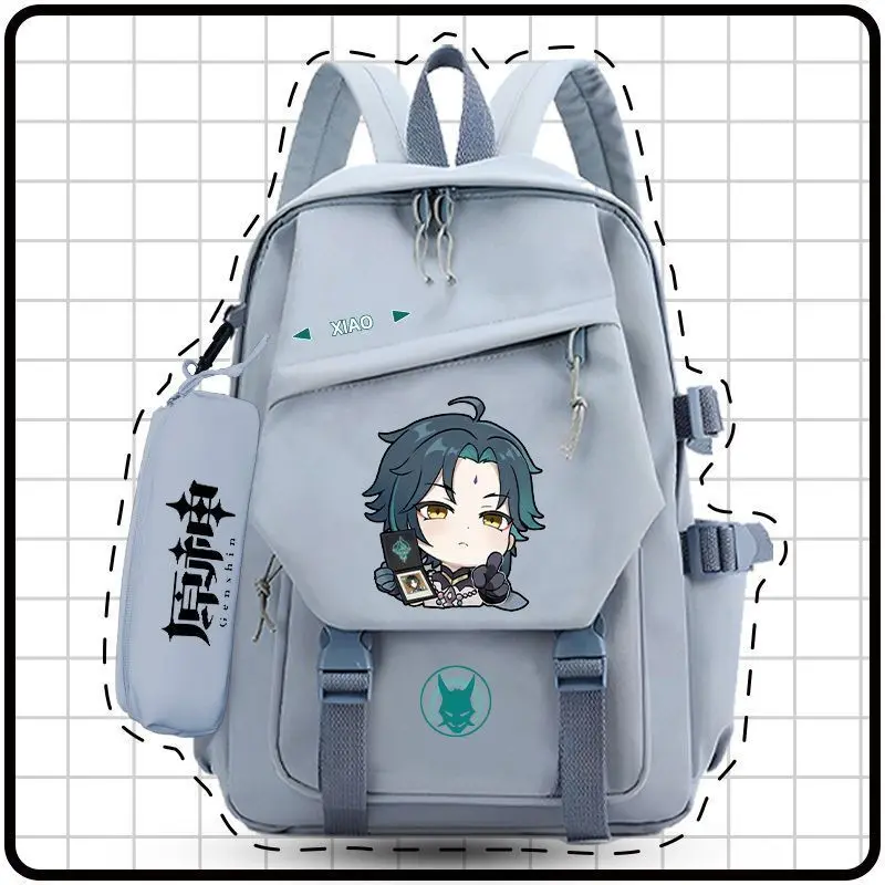 Genshin Impact 3-6 Grade INS Korean Version Bag Elementary Middle School Boys Girls Large Capacity Lightweight Cartoon Backpack