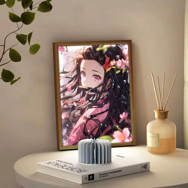 Nuovi Prodotti Caldi Demone Slayer Anime Figura Tanjiro Kamado Led Luce Notturna Pittura Decor Foto Solon Nezuko Kamado Decorazione Regali