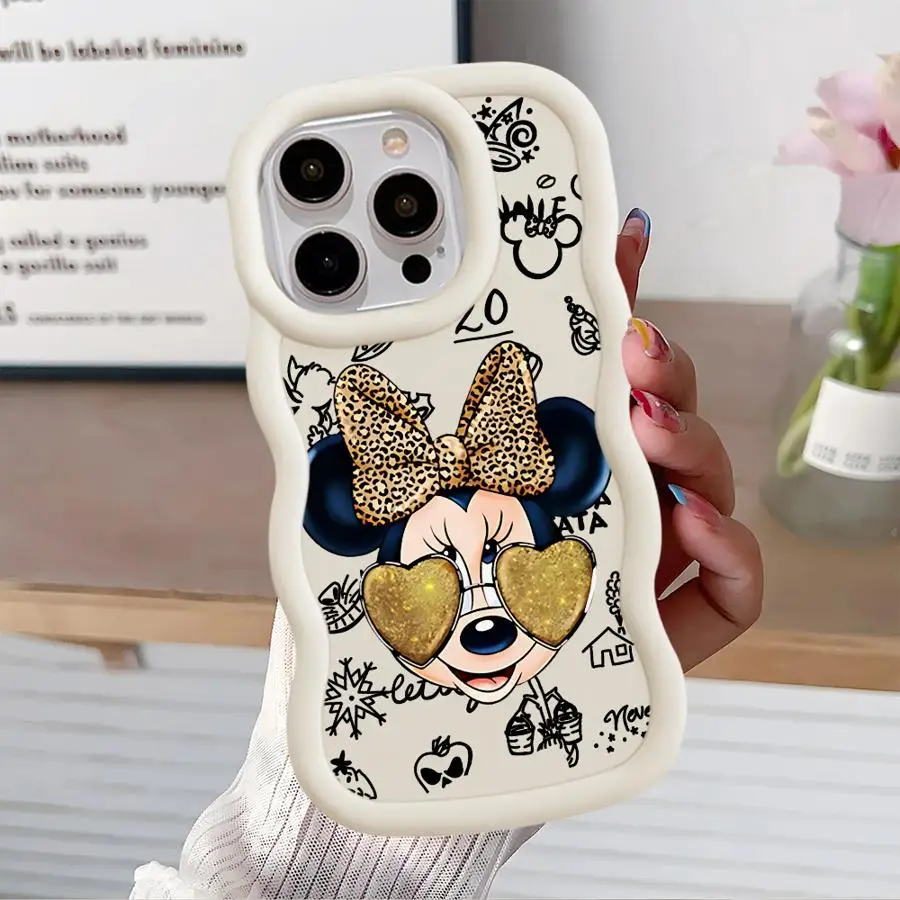 Disney Leopard Print Minnie Cassa Del Telefono per Apple iPhone 11 16 13 15 12 14 Pro Max 7 XR X XS 13 12 Mini 14 Plus 8 Copertura In Silicone