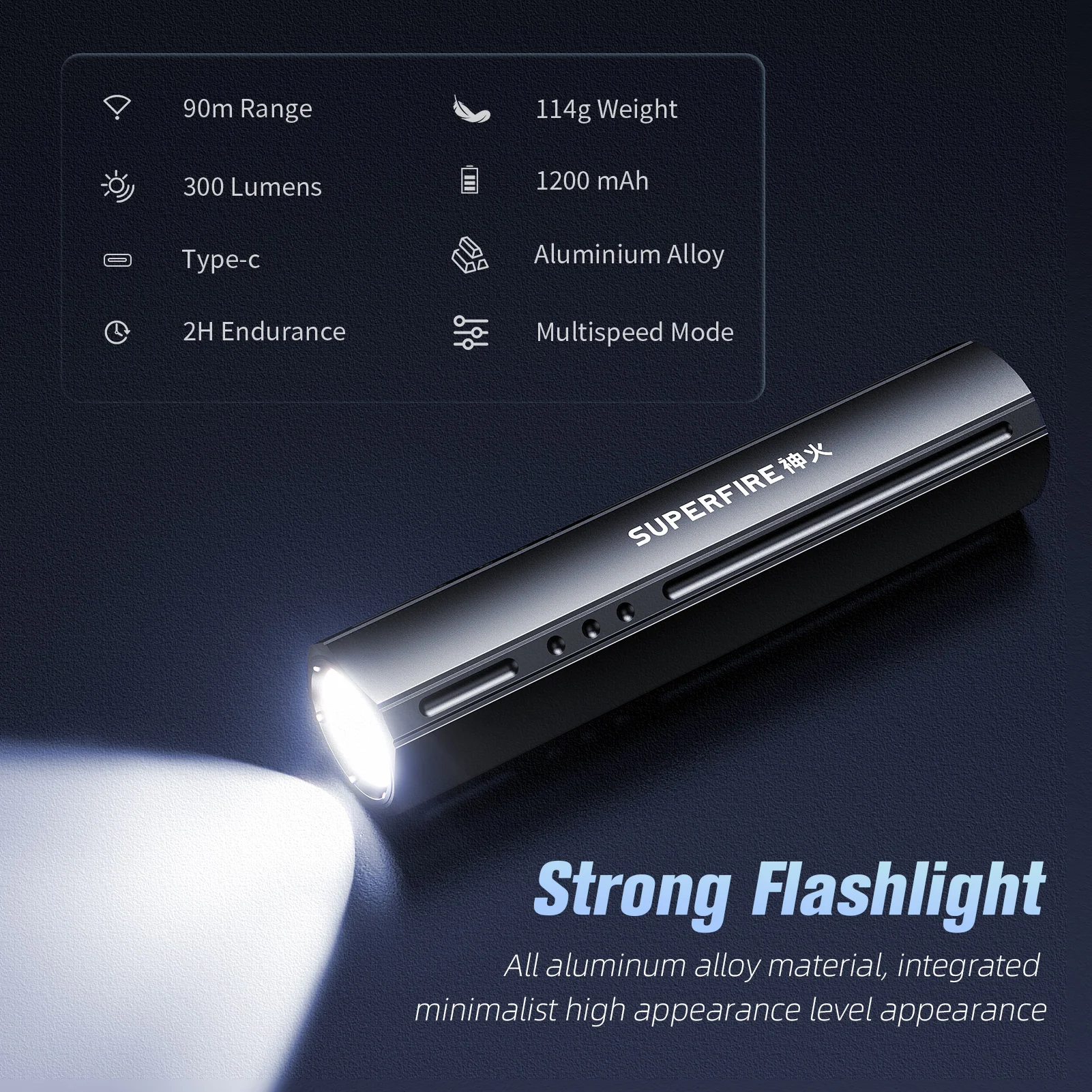 SUPERFIRE S32 7W Super Bright Flashlight Riding LED Strong Light Torch Portable Mini Long-range Rechargeable for Outdoor Lantern