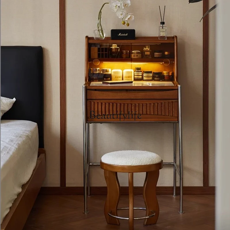 

ls42 Retro solid wood dresser small apartment modern simple Nordic bedroom master bedroom bedside storage dressing table