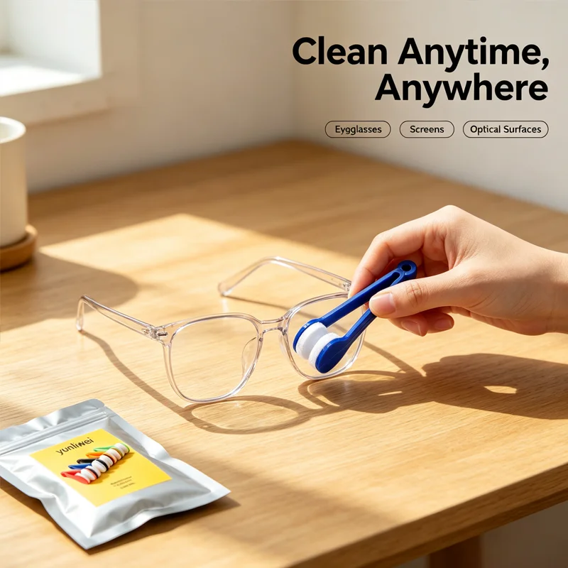 Portable Multifunctional Glasses Cleaning Rub Eyeglass Sunglasses Spectacles Microfiber Cleaning Brushes Wiping Tools Yunliwei