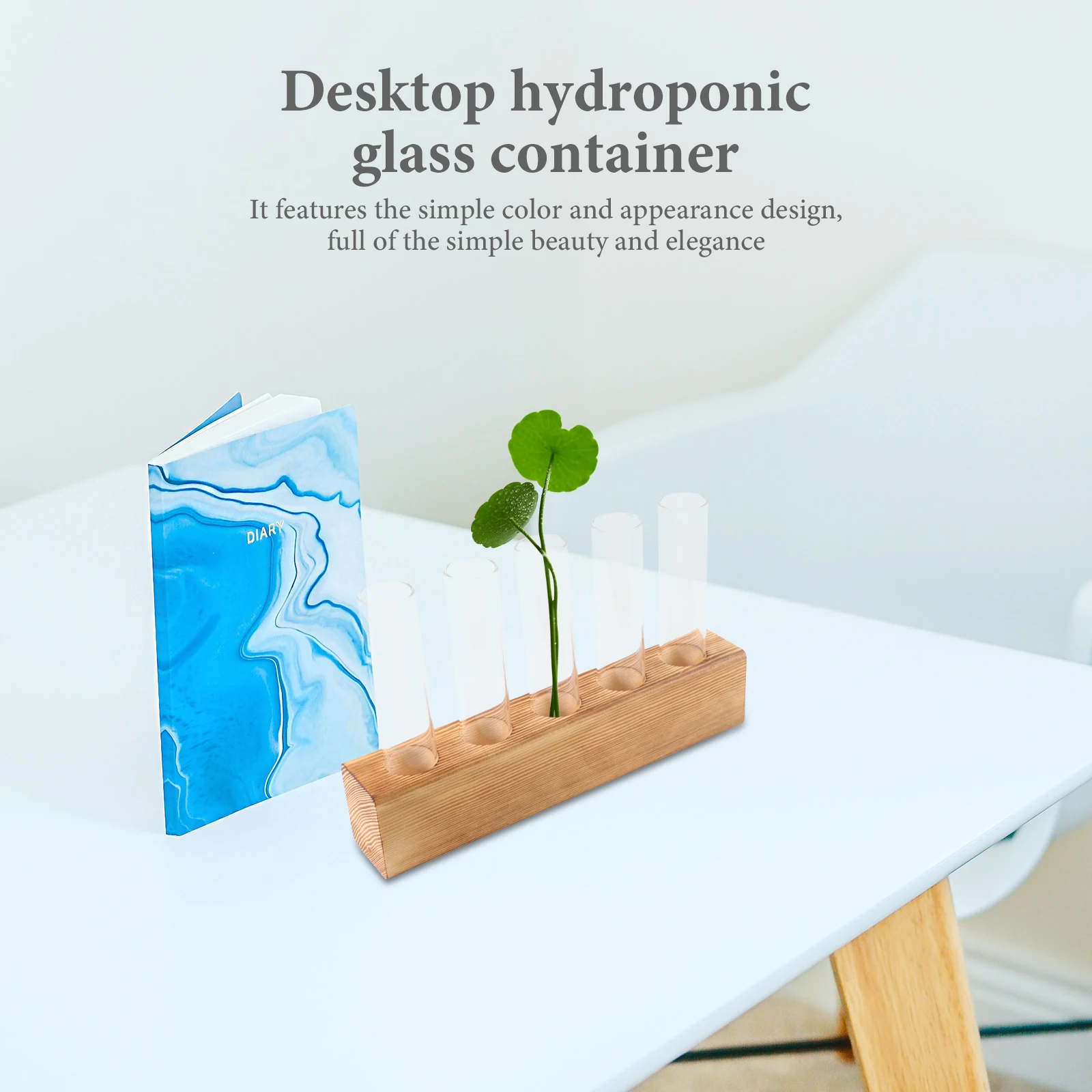 

Plant Vase Hydroponic Desktop Planter Water Holder for Indoor Plants Glass Wood Material Flower Arrangement Home Decor