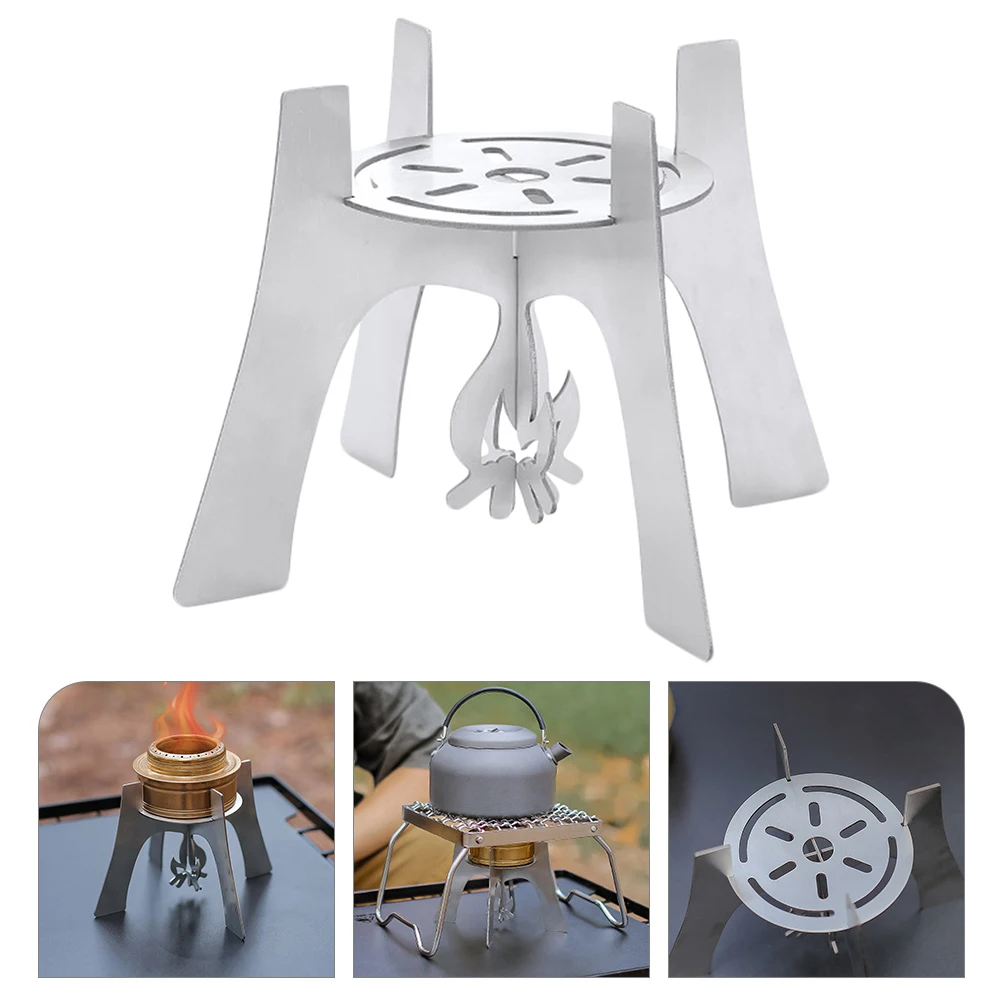 

Camping Accessories Stainless Steel Hob Stove Stand Rack Portable Silver Gear Travel
