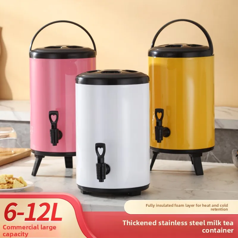 

Большое ведро из нержавеющей стали для молочного чая, термос-контейнер для коммерческого использования, сохраняющий тепло и холод, для кафе и магазинов молочного чая, для завтраков...