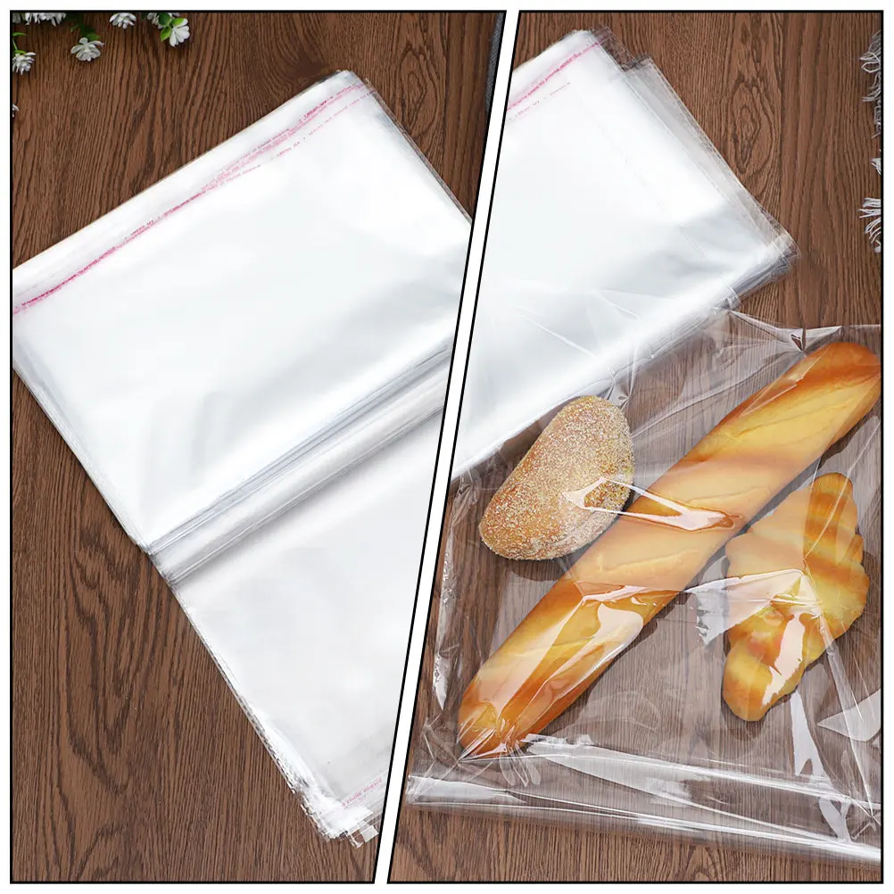 100Pcs Durable Transparent Self-Adhesive Multipurpose Wrapping Bag Simple Practical Packaging for Gifts and Items