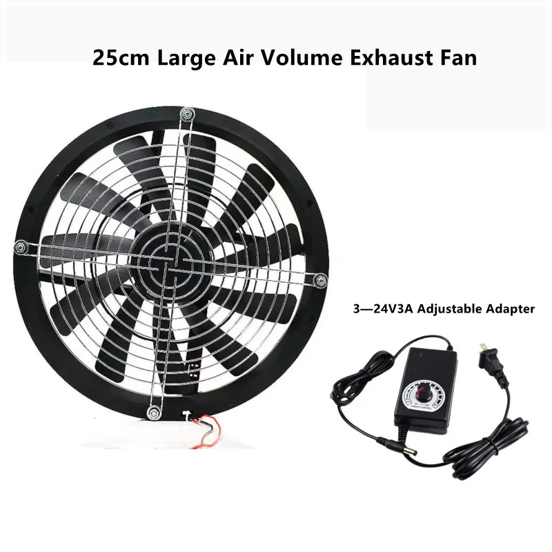 25CM 1200 Rpm Large Air Volume Exhaust Fan for Room Ventilation Pet Plant Ventilation Computer Chassis Cooling Fan