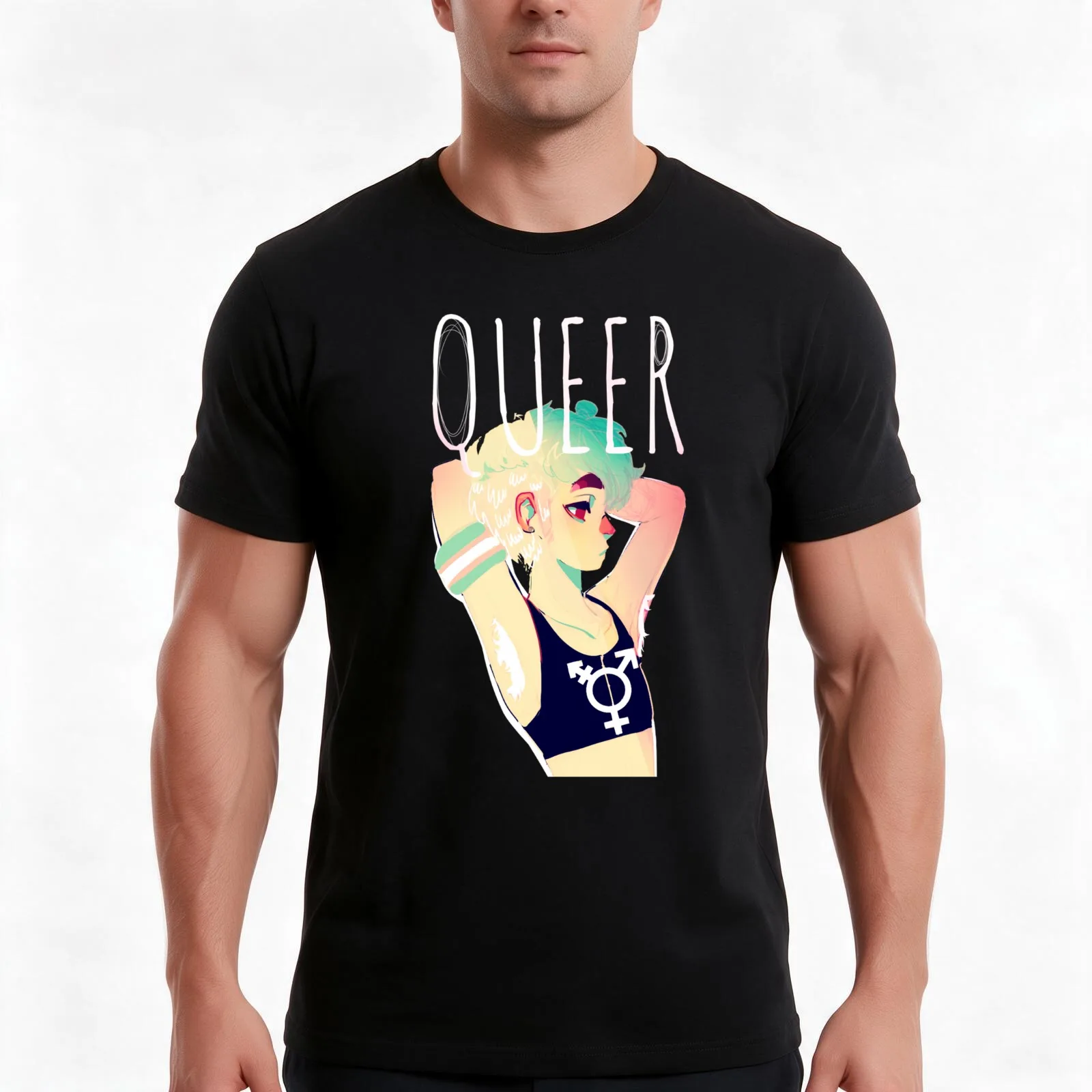 Queer T-Shirt, Summer Casual Cotton Tee, Oversized Streetwear Tops, Vintage Graphic Print, Loose Fit Short Sleeve, 100% Cotton