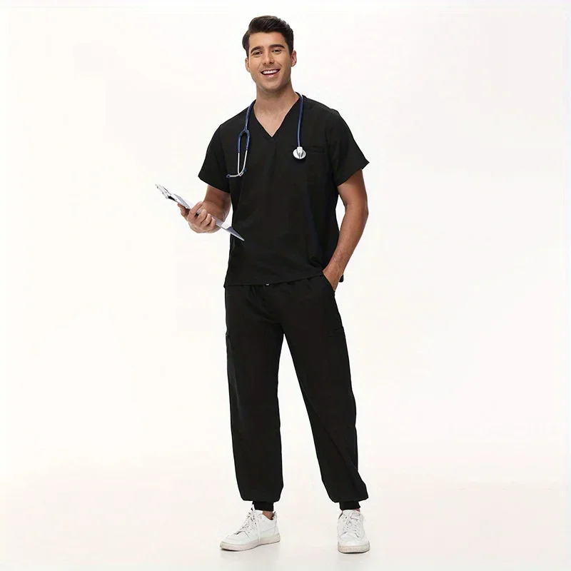 Men's Short Sleeve Nurse Uniforms Oral Hospital Staff Scrub Suits Men's Doctor Sets