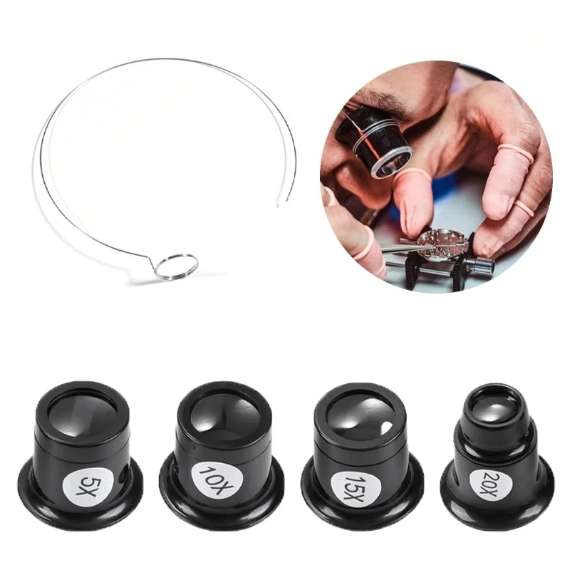 Watch Magnifier Tool Eye Loupe Loop Magnifier Glass Watchmaker Tools 3X 5X 10X 15X 20X Jewelry Magnifying Tools