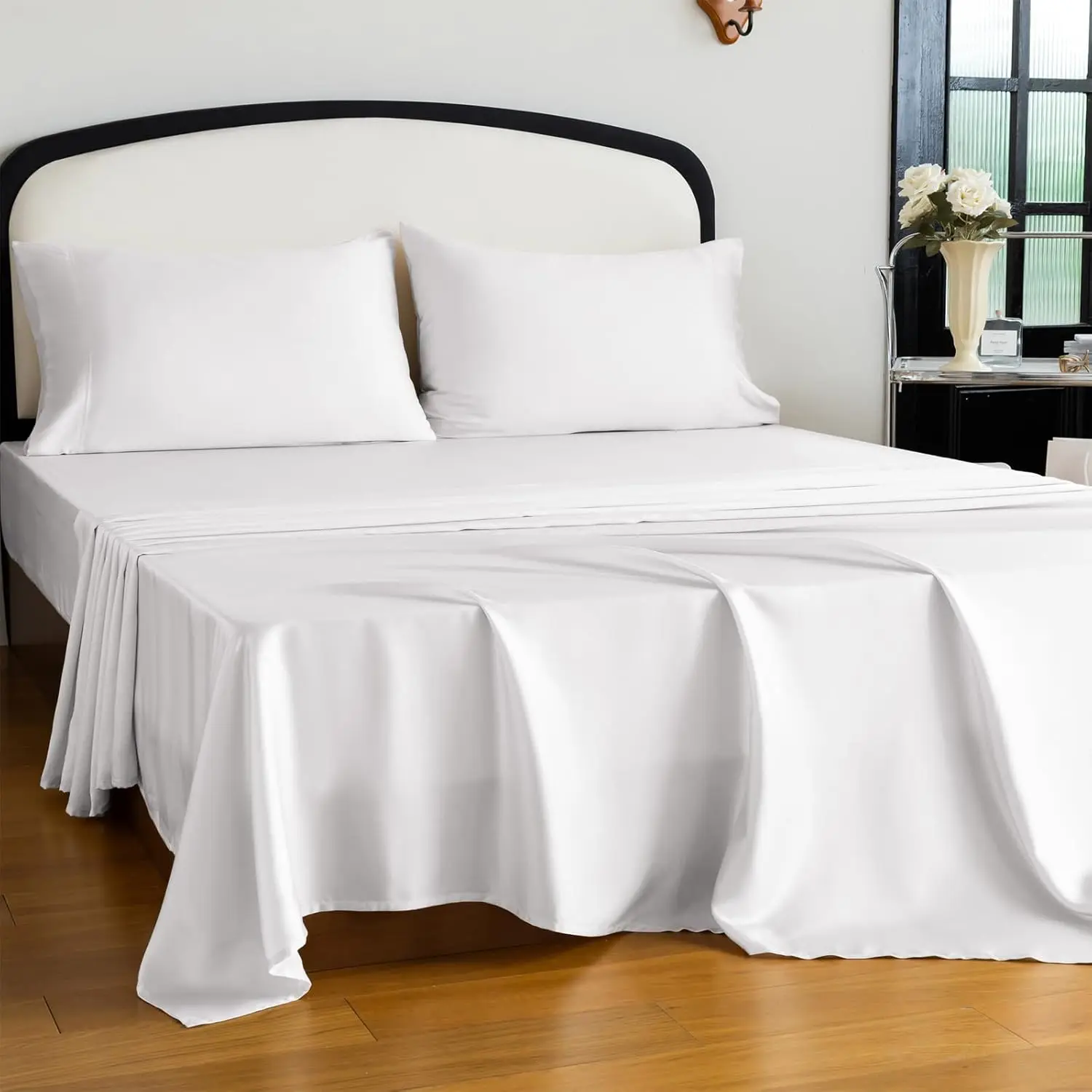 

Комплект постельного белья Queen Size из тенселя и лиоцелла: охлаждающие простыни, шелковисто-мягкие, с глубоким карманом, дышащие, из эвкалиптового волокна, для тех, кто потеет во сне