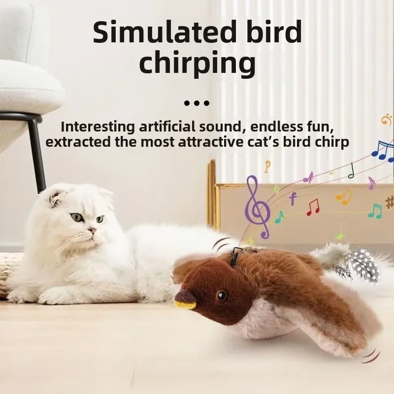 Plush Cat Toy Flapping Simulation Sparrow Electric Shaking Bird Cat Self-pleasure Simulation Swinging Wings to Amuse the Cat Pet