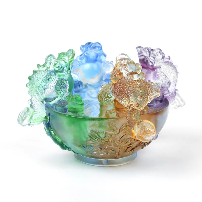 

Quartet Nacai Golden Toad, Colored Glazed Citrine Nacai Opening Gifts, Home Entrance Decorations