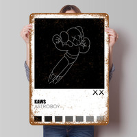 Kaws Astroboy Print Sign Anime Poster Retro Custom Metal Sign for Wall Art Decoration Decorations for Home Decor Items Plates