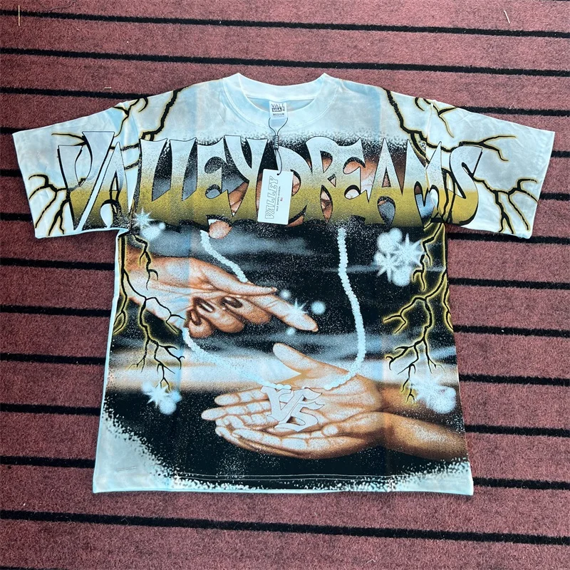 

Модная винтажная футболка Valley Washed с принтом и короткими рукавами