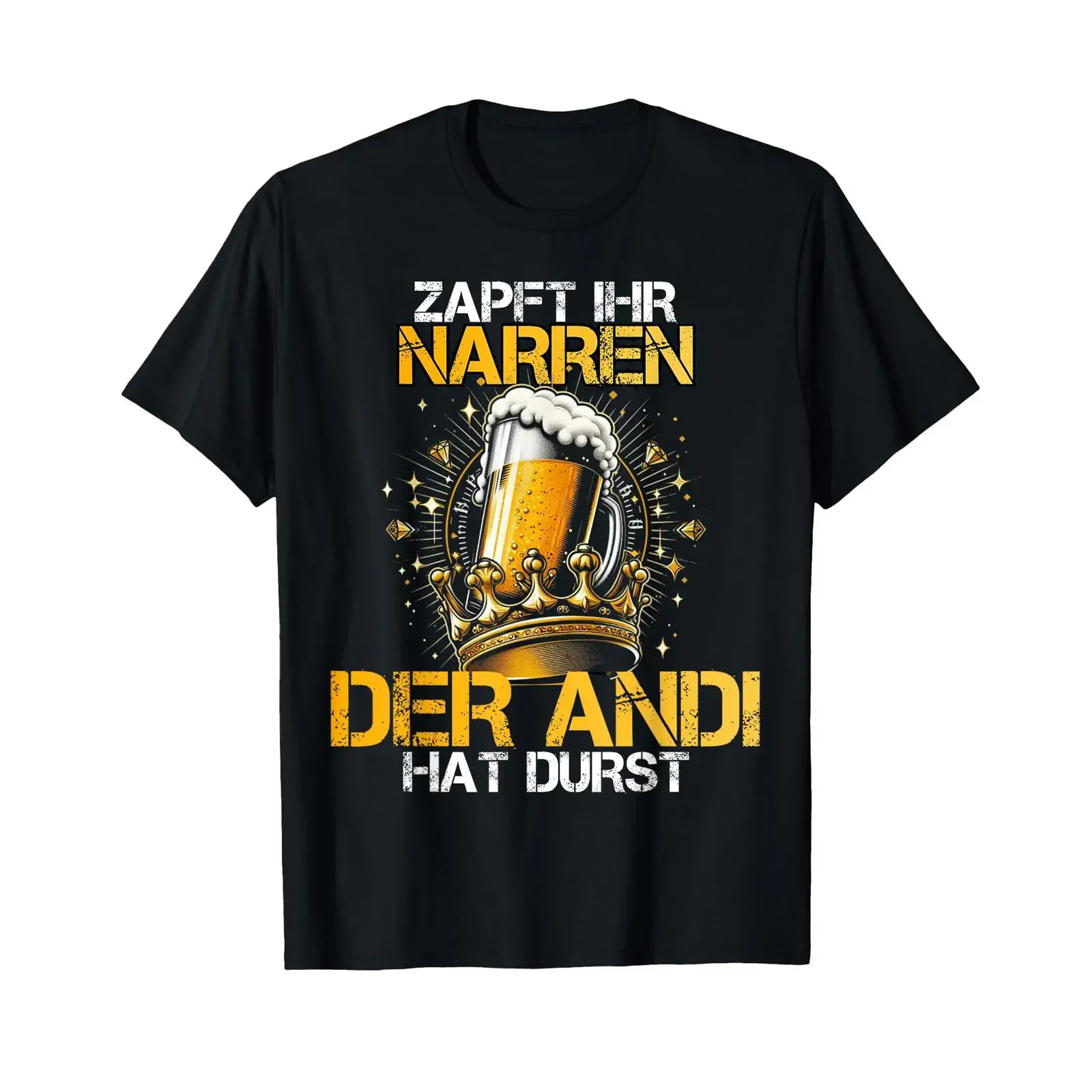 Футболка Andi с немецким текстом «Zapft Ihr Narren Hat Durst Bier Biertrinker», черная, винтажная, с эффектом потертости, унисекс, эластичная.