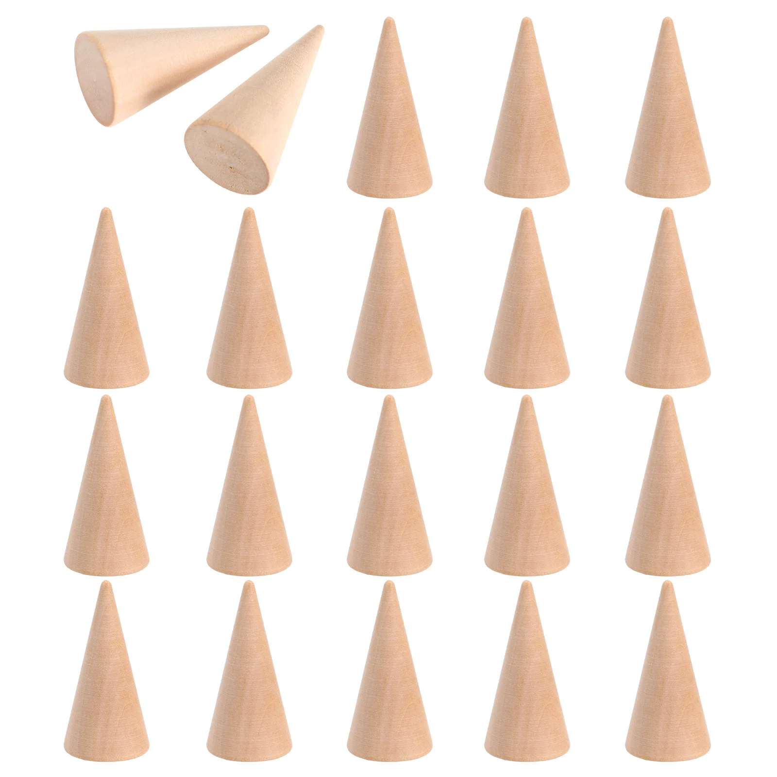 20 Pcs DIY Cone Display Shelf Rings Stand Finger Jewelry Decorative Wood Organizer Showcase Rack Child Holder Wooden