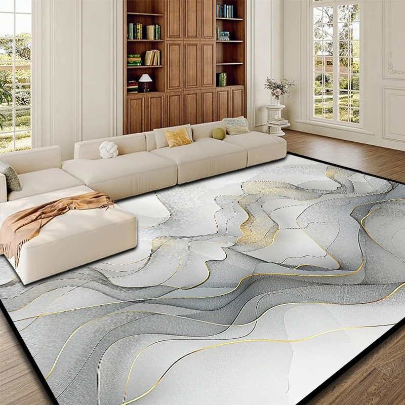 Light Luxury Marble Fluffy Carpet for Living Room Non-slip Minimalist Decoration Home Rug Large Area Washable Sofa Floor Mats
