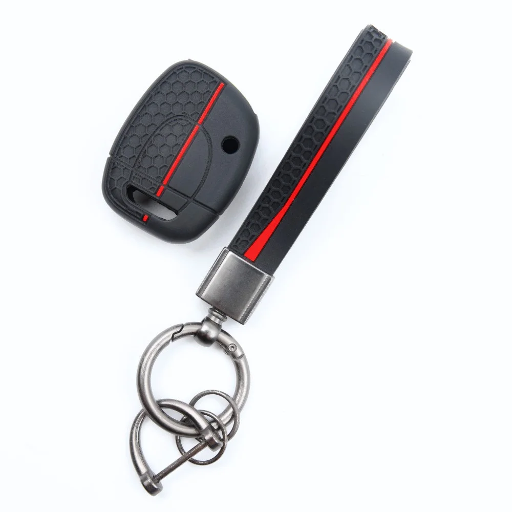 Silicone Car Key Fob Cover For Renault Twingo Clio Kangoo Master with ring wrist strap Daily Protection Long Lasting