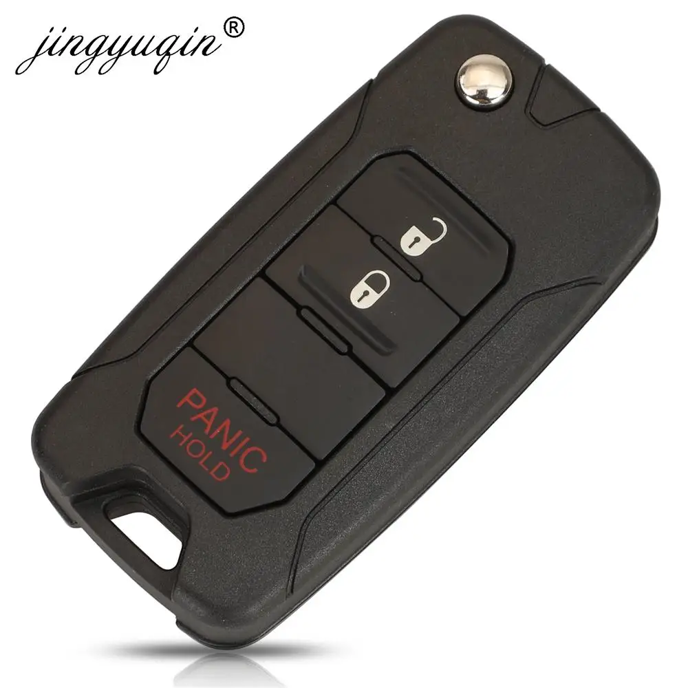 jingyuqin 2/3/4 Buttons For Jeep Wrangler Renegade 2015-2018 Flip Remote Car Key Shell Case SIP22 Blade Replacement Housing