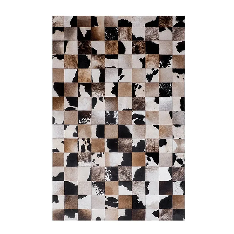 American Vintage Living Room Carpet Brown Real Cowhide Rugs for Study Room Customize Home Large Luxury Bedroom Carpets Decor