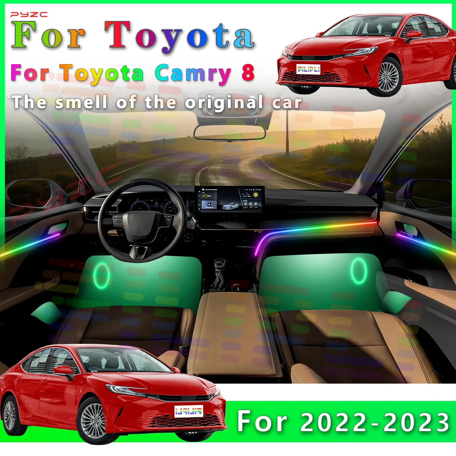 

Для Toyota Camry 8, внутренняя светодиодная лента RGB Symphony с 64 цветами и несколькими режимами освещения для внутренней атмосферы Innov