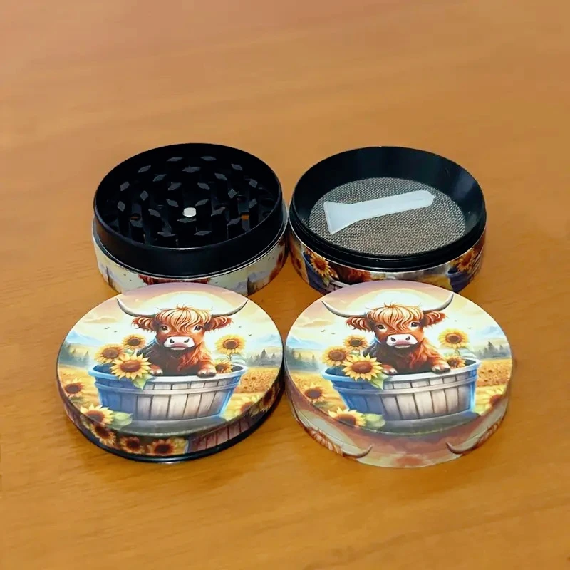 Cow with Sunflower Bed Metal Herb Grinder 50mm/2inch