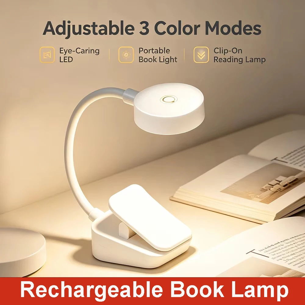 1pc USB Charging Reading Light, Adjustable 3 Color Modes,Eye Protection LED, Portable Book Night Light for Office Study Supplies