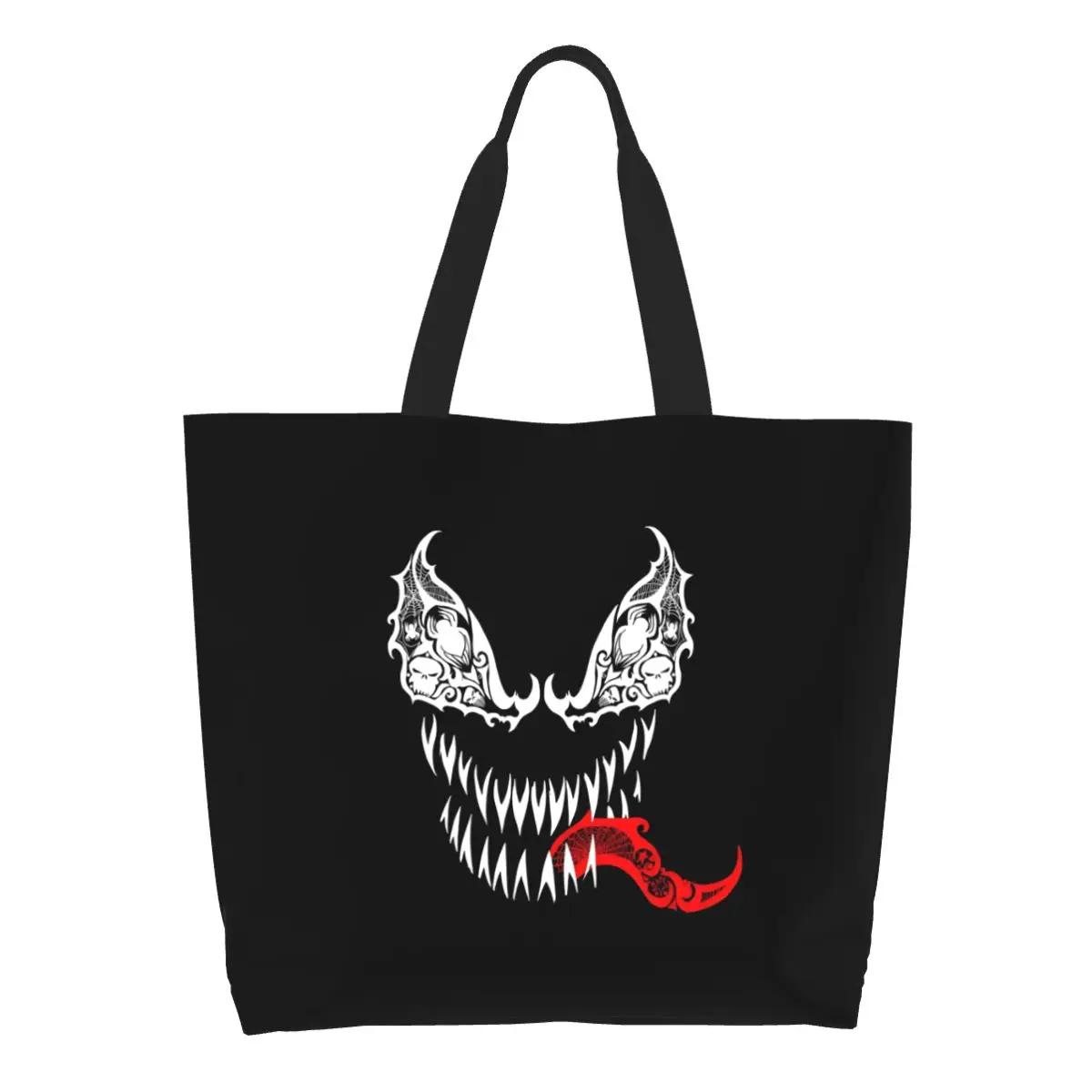 

Изготовленная на заказ забавная сумка-тоут для покупок Venom, переработка агрессивного холста, продуктовая сумка через плечо для покупок
