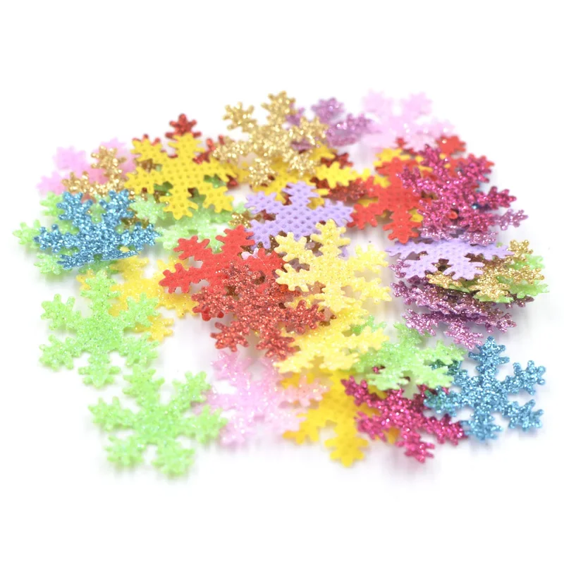 100Pcs 20mm Mixed Christmas Snowflakes Ome Christmas Party Table DIY Handmade Gift Supplies Appliques Wedding Decoration