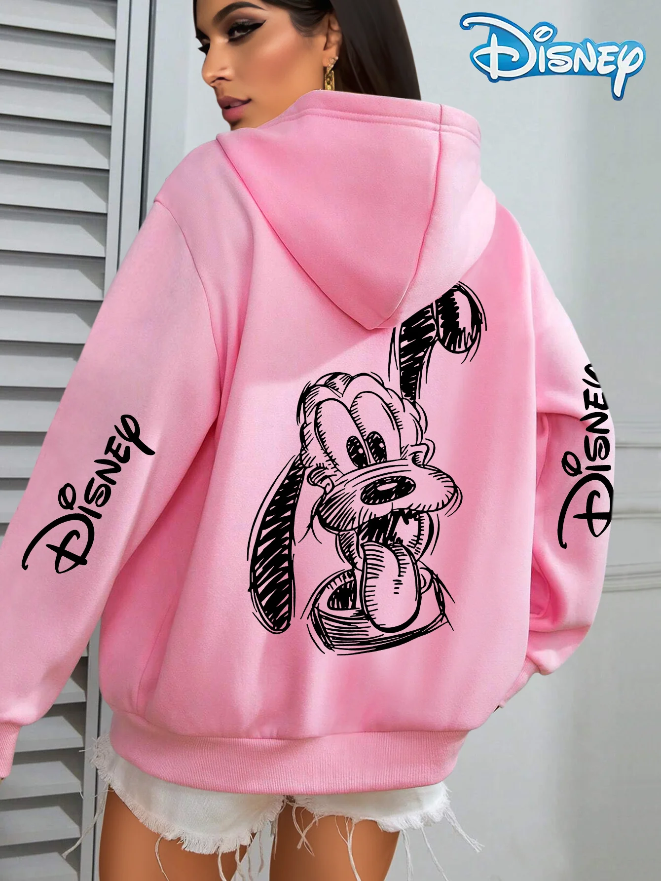 

Женская осенне-зимняя флисовая толстовка с капюшоном и рисунком Плутона Диснея, уличная одежда унисекс, свободная повседневная одежда большого размера