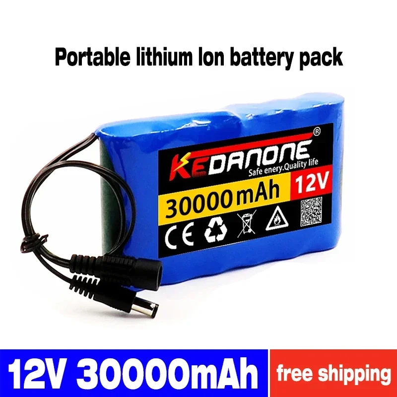 

12V Portable Battery 30000mAh Standard Capacity Battery DC 12.6V 30Ah CCTV Camera Monitor + Charger