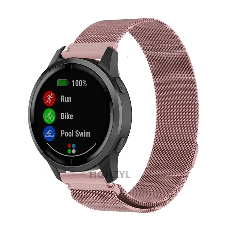 حزام معدني لساعة Garmin Venu 3s Venu41mm 2 plus 2s Band Vivoactive 5 4s Forerunner 245 255s 265s سوار حلقة ميلانو