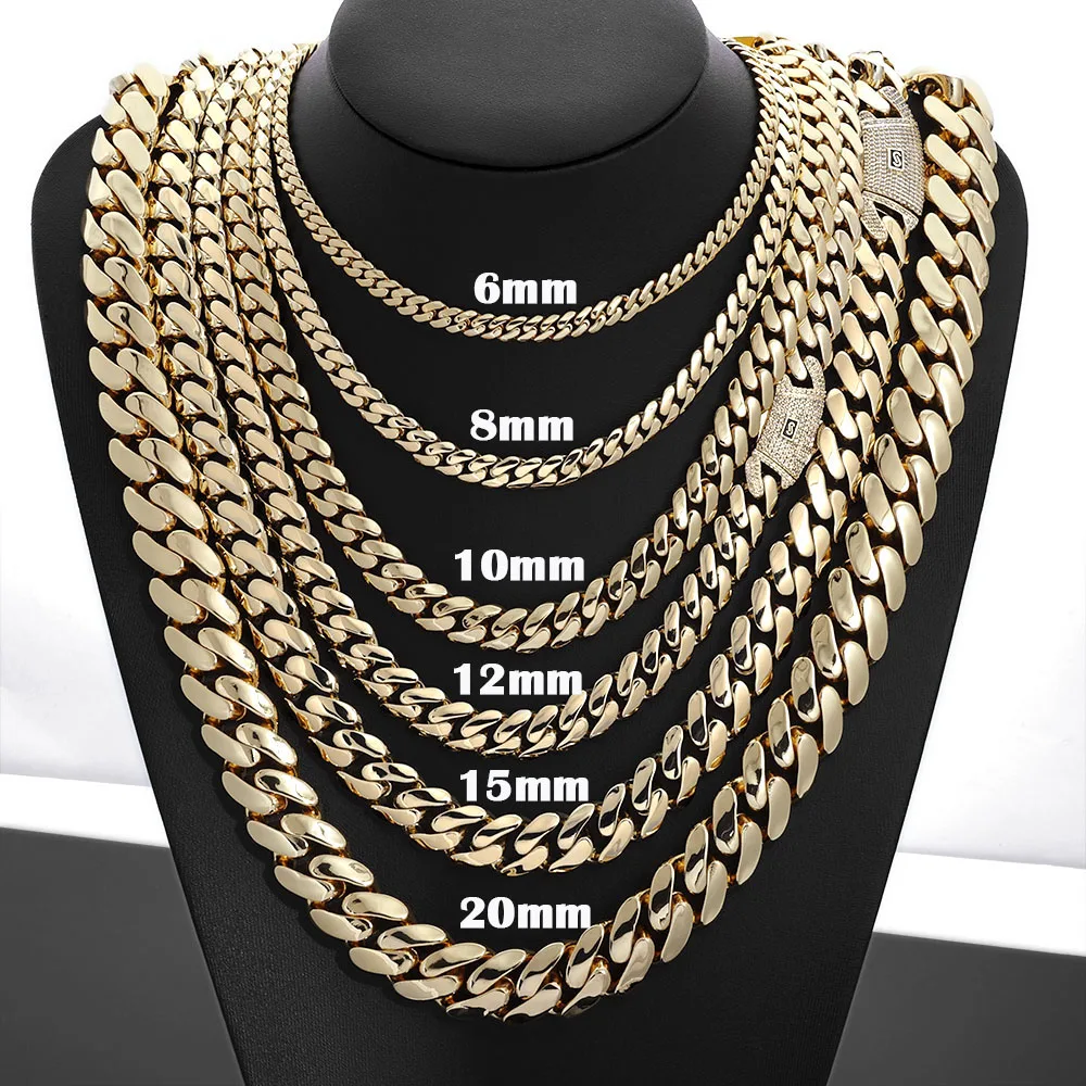 ESKEEM 12/15/20MM 14K Gold Plated Necklace High Quality Monaco Chain Trendy Unique Design Various Sizes Available